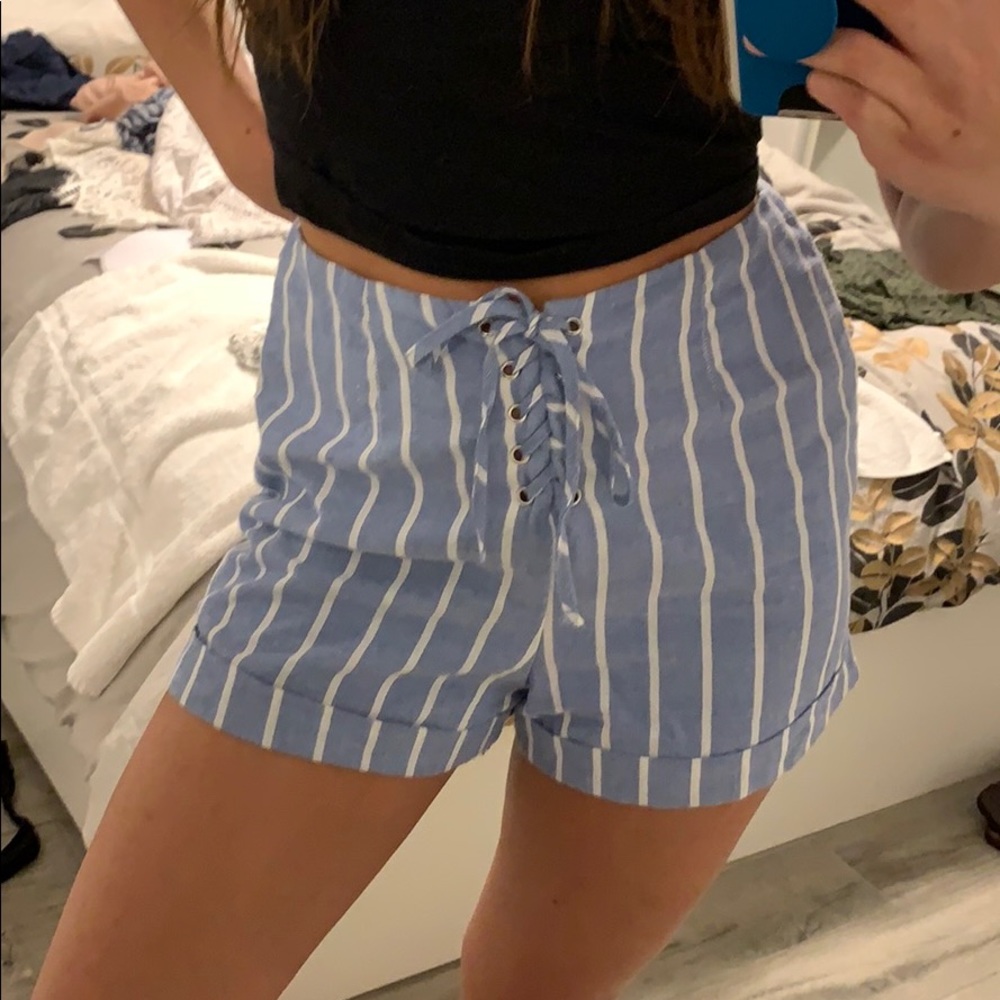 Blue and white stripped shorts